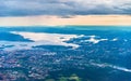 View of Oslo from an airplane on the approach to Gardermoen Airport Royalty Free Stock Photo