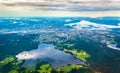 View of Oslo from an airplane on the approach to Gardermoen Airport Royalty Free Stock Photo