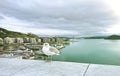 View of Oslo and the Baltic Sea from the observation deck of the Opera House, Norway. Royalty Free Stock Photo