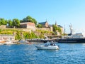 View of the Oslo Harbour and Akershus Fortress. Royalty Free Stock Photo