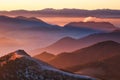 View of Osnica mountain from Velky Rozsutec in Mala Fatra during sunrise Royalty Free Stock Photo