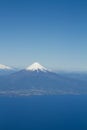 View of the Osorno Volcano, Patagonia, Chile from the sky. Royalty Free Stock Photo