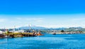 View of the Osorno volcano, Puerto Montt, Chile. Copy space for text Royalty Free Stock Photo
