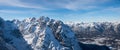 View from Osterfelderkopf summit to Waxenstein mountain, bavarian winter landscape