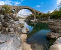 View of the Ottoman Mesi Bridge near Shkoder in northwestern Albania Royalty Free Stock Photo