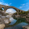 View of the Ottoman Mesi Bridge near Shkoder in northwestern Albania Royalty Free Stock Photo