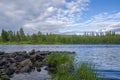 View of The Ounasjoki River in summer evening, Levi, Lapland, Finland Royalty Free Stock Photo