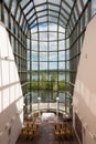 View of Ounasjoki River from transparent corridor, Arktikum is a museum and science centre in Rovaniemi, Lapland, Finland