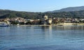 View on Ouranopoli from sea, Greece Royalty Free Stock Photo