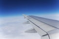 View out of airplane wing in flight Royalty Free Stock Photo