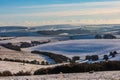 A view out over the South Downs from Ditchling Beacon, on a snowy winter\'s day