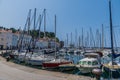 A view out to sea from the inner harbour in the town of Piran, Slovenia Royalty Free Stock Photo