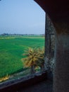 View out of Window of old crispy bulding Royalty Free Stock Photo