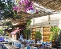 Outdoor terrace of a restaurant in Byblos old souk, Jbeil, Lebanon