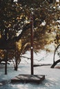 View of outdoor wooden beach shower Royalty Free Stock Photo