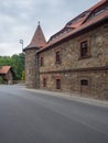 View on the outer buildings of the Czocha Castle from the road leading to the main entrance