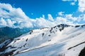 View of outside for landscape snow wall from Murodo station in Toyama, Japan The Murodo station is famous