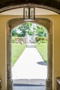 View outside from the main building Trerice garden cornwall england uk.