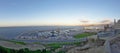 A view on the outside of the old medina and to the port of Tangier. Morocco.