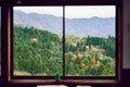 A View Outside of the Window to the Mountains in Gifu Prefecture Japan