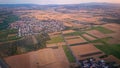 View of the outskirts of Frankfurt am Main (Germany) from the windows of the plane during landing