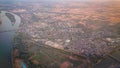 View of the outskirts of Frankfurt am Main (Germany) from the windows of the plane during landing