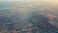 View of the outskirts of Frankfurt am Main (Germany) from the windows of the plane during landing