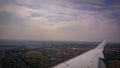 View of the outskirts of Nuremberg (Bavaria, Germany) from the windows of the plane during landing