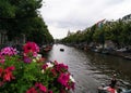 View Over Amsterdam Canal with Flowers