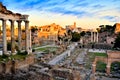 Ancient Roman Forum at sunset, Rome, Italy Royalty Free Stock Photo