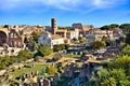 Ancient Roman Forum view towards the Colosseum, Rome, Italy Royalty Free Stock Photo