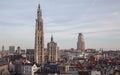 View over Antwerp with cathedral of our lady