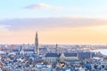 View over Antwerp with cathedral of our lady taken