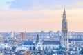 View over Antwerp with cathedral of our lady taken