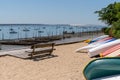 View over Arcachon Bay basin in France near Cap Ferret with Dune du Pilat Pyla background Royalty Free Stock Photo