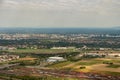 View over the area of Mannheim in Germany from a small plane Royalty Free Stock Photo