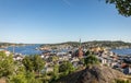 View over Arendal city on a sunny day in june 2018. Arendal is a small town in the south part of Norway