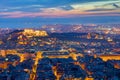 View over Athens at night Royalty Free Stock Photo