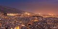 View over the Athens at night Royalty Free Stock Photo