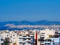 View Over Athens Suburbs to Piraeus Port and the Saronic Gulf or Gulf of Aegina