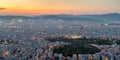 View over the Athens in sunset Royalty Free Stock Photo