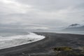 View over Atlantic ocean and Hvalnes beach next to the Ring road in Iceland. Royalty Free Stock Photo