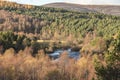 View over Autumn forest and River Dulnain at Sluggan in the Highlands of Scotland.