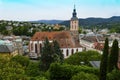 View over Baden-Baden to the old town with Stiftskirche church in Baden-Baden Royalty Free Stock Photo