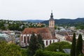 View over Baden-Baden to the old town with Stiftskirche church in Baden-Baden Royalty Free Stock Photo