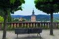 View over Baden-Baden to the old town with Stiftskirche church in Baden-Baden Royalty Free Stock Photo