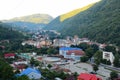 View over Baile Herculane spa resort, at September 1, 2017, from Romania. Royalty Free Stock Photo