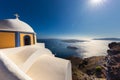 View over the bay of Santorini, Greece. Located at the cyclades archipelago in the Aegean Sea. Cruise ships dock in the bay Royalty Free Stock Photo