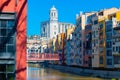 View over beautiful and colorful facades of Girona City in Catalonia, Spain Royalty Free Stock Photo