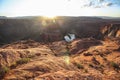 View over the beautiful landscape at Horseshoe Bend, sunset Royalty Free Stock Photo